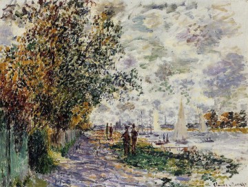 The Riverbank at Petit Gennevilliers Claude Monet scenery Oil Paintings